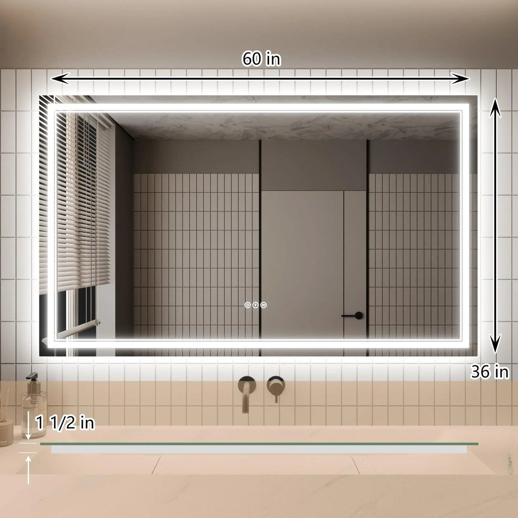 GlareGuard Anti-Fog Bathroom Dimmable Led Mirror Backlit Illuminated Mirror Touch Switch