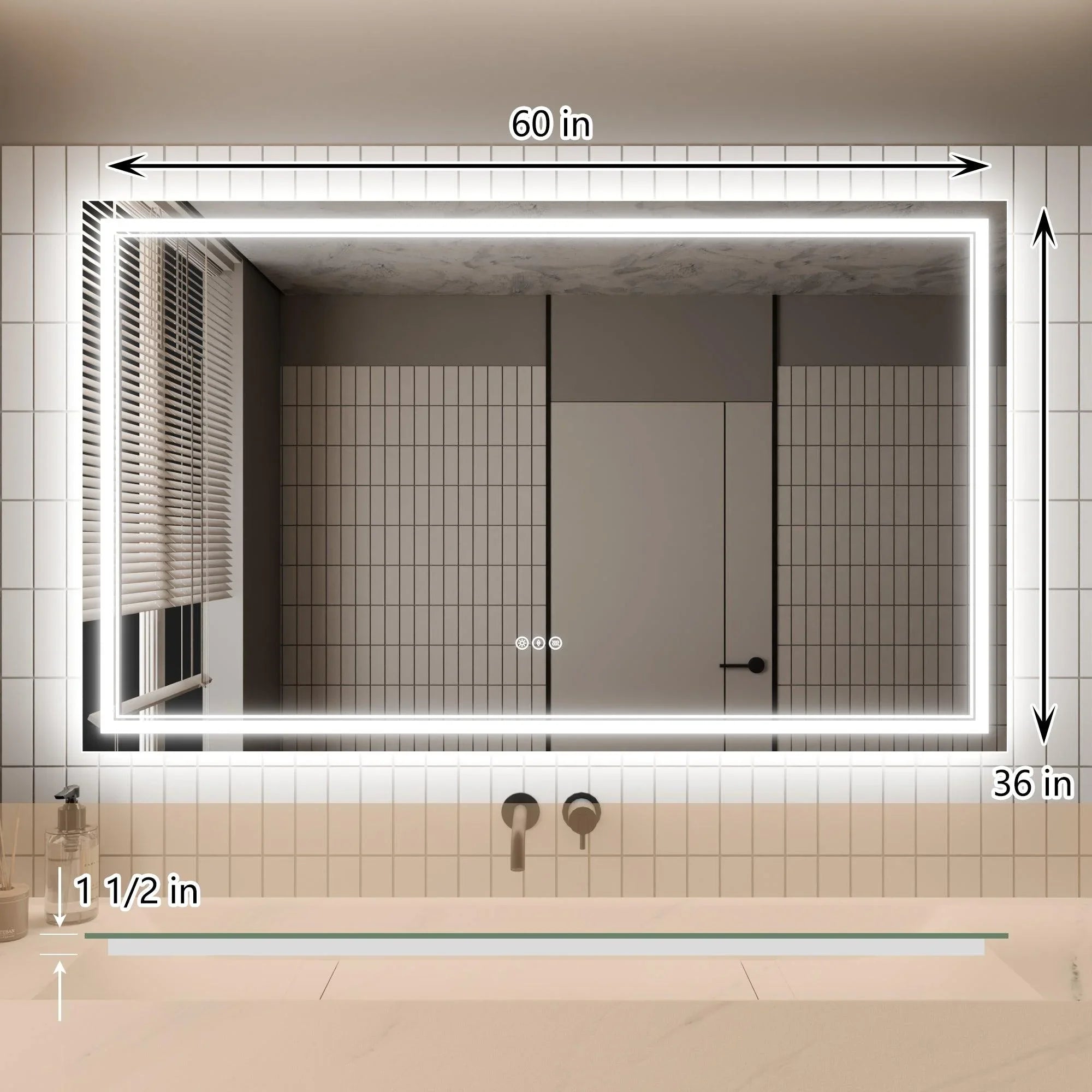 GlareGuard Anti-Fog Bathroom Dimmable Led Mirror Backlit Illuminated Mirror Touch Switch