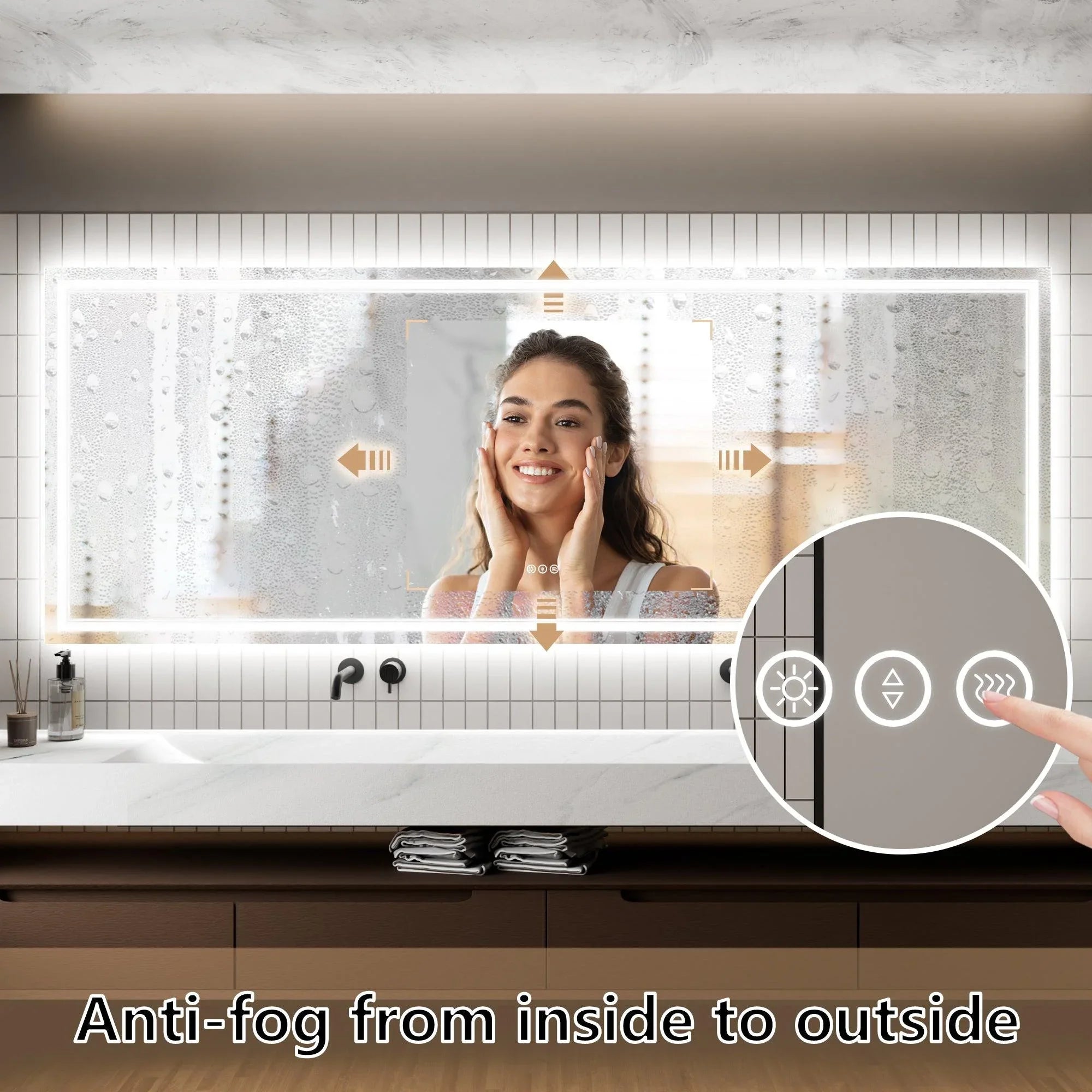 GlareGuard Anti-Fog Bathroom Dimmable Led Mirror Backlit Illuminated Mirror Touch Switch