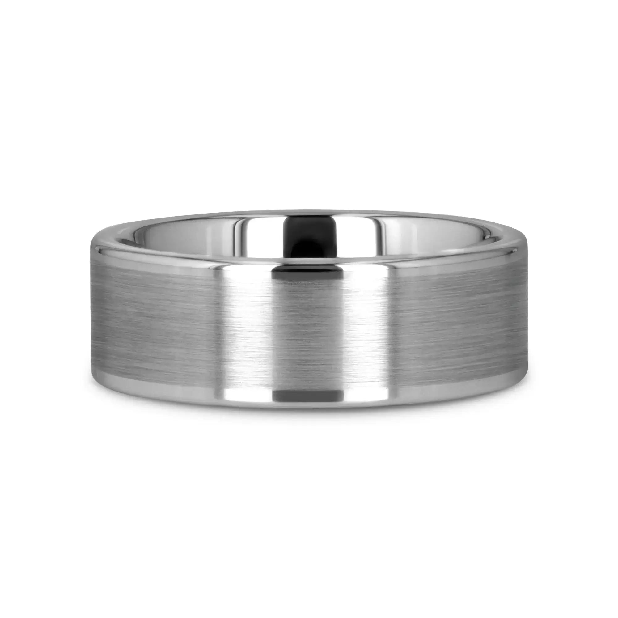 AIRES Flat Brush Finish Center Polished Edges Tungsten Carbide Ring - 4mm - 10mm