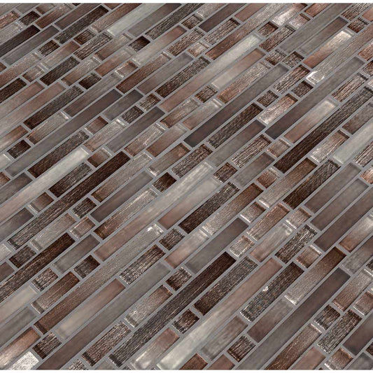Akaya Copper Interlocking 11.75" x 12" Glass Mesh-Mounted Mosaic Tile Pattern-MSI Collection