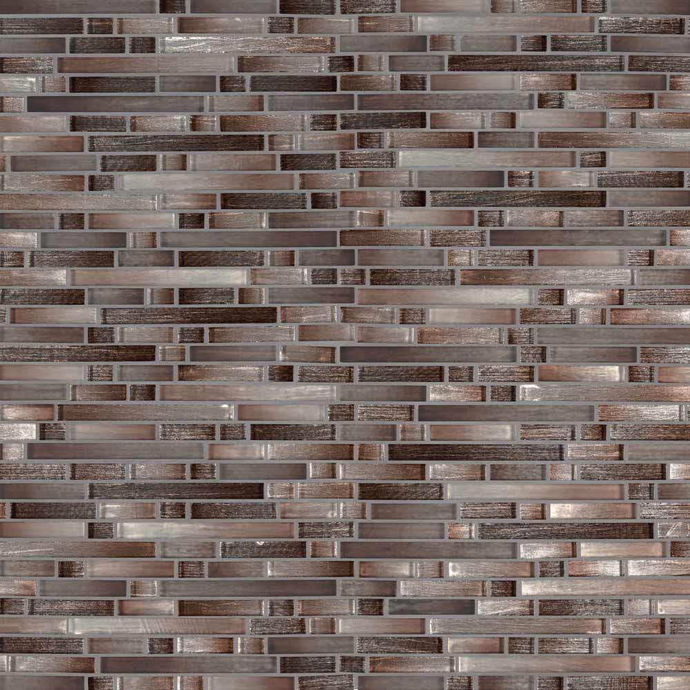 Akaya Copper Interlocking 11.75" x 12" Glass Mesh-Mounted Mosaic Tile Pattern-MSI Collection