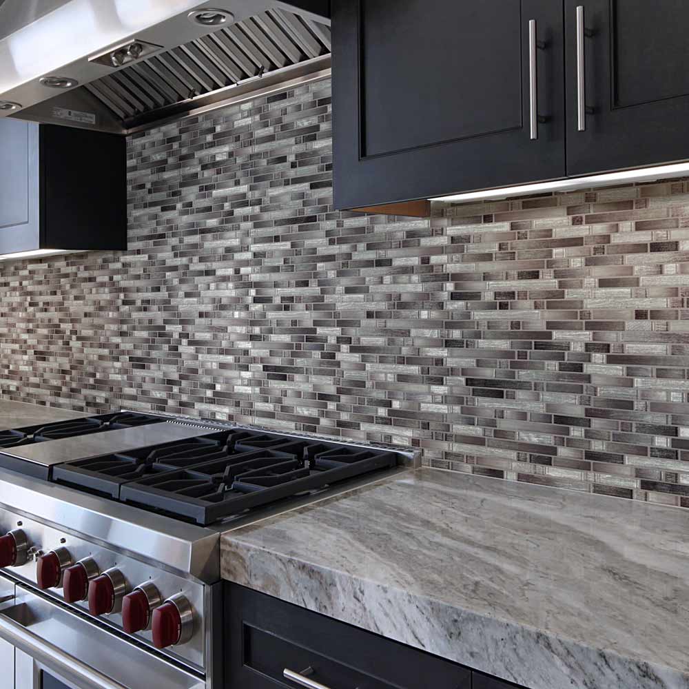 Akaya Nero Interlocking 11.75" x 12" Glass Mesh-Mounted Mosaic Tile Pattern-MSI Collection