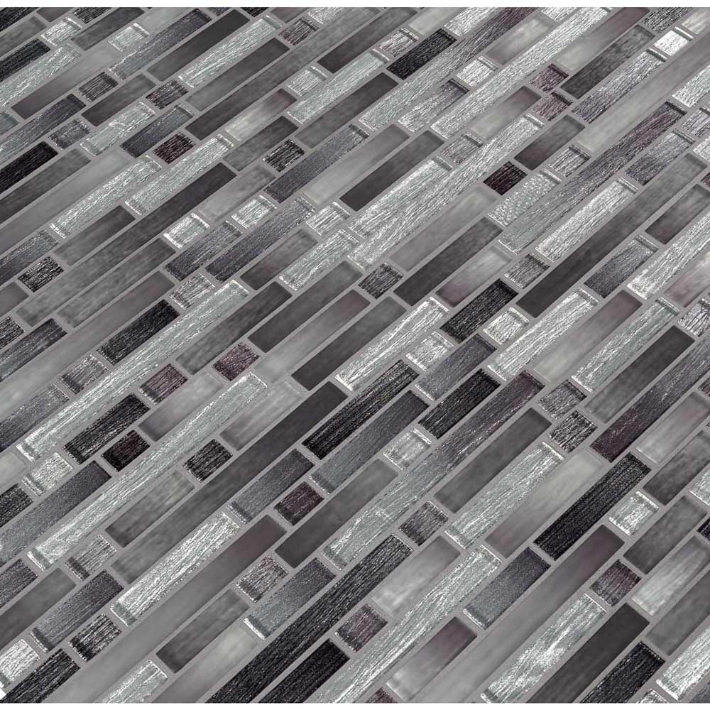 Akaya Nero Interlocking 11.75" x 12" Glass Mesh-Mounted Mosaic Tile Pattern-MSI Collection