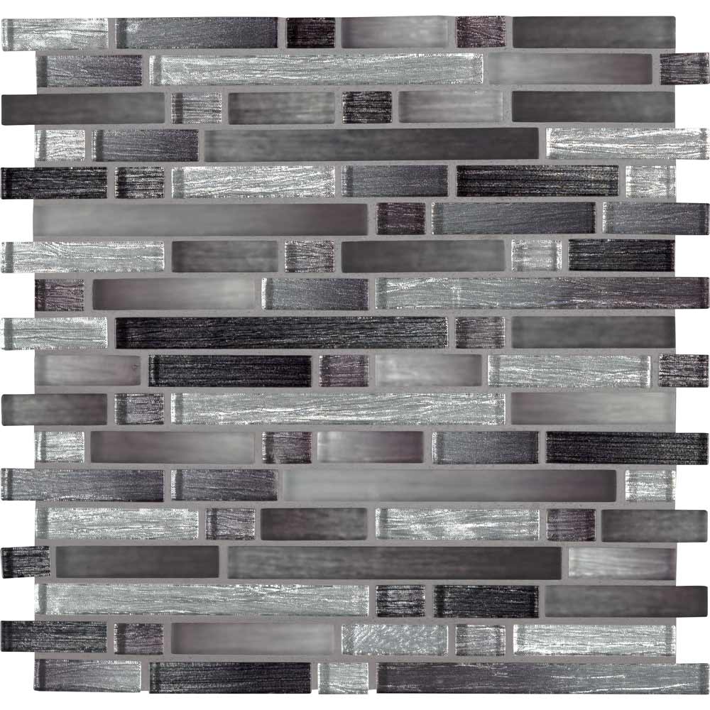 Akaya Nero Interlocking 11.75" x 12" Glass Mesh-Mounted Mosaic Tile Pattern-MSI Collection