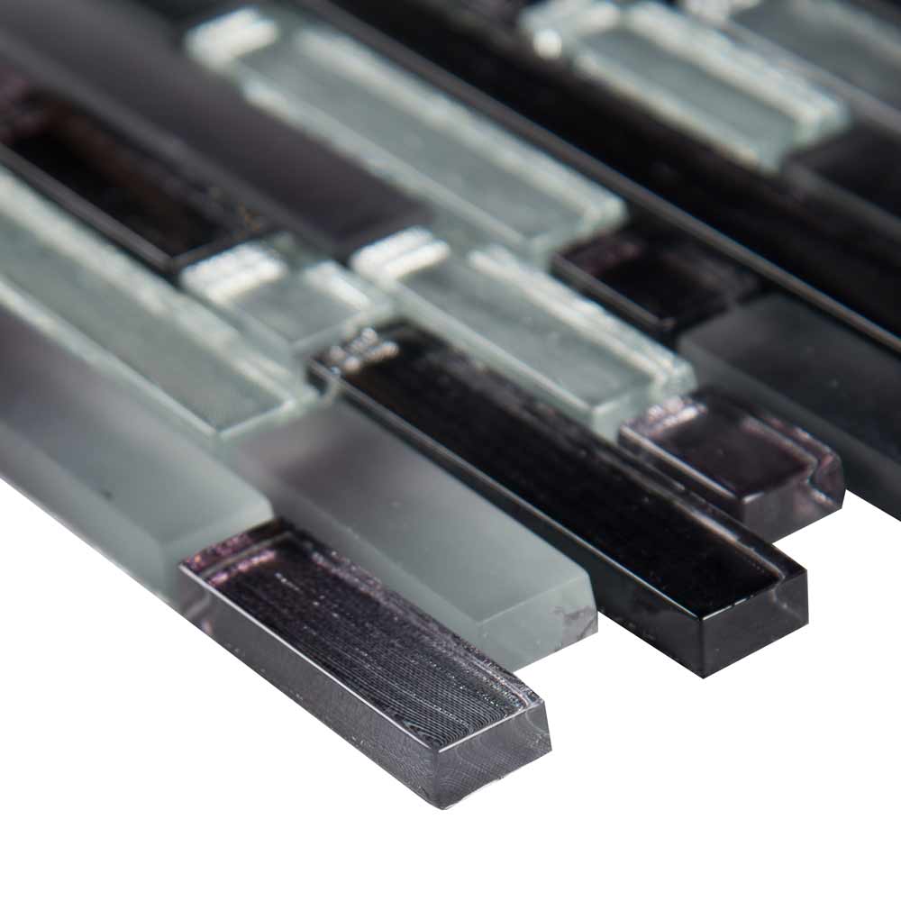 Akaya Nero Interlocking 11.75" x 12" Glass Mesh-Mounted Mosaic Tile Pattern-MSI Collection