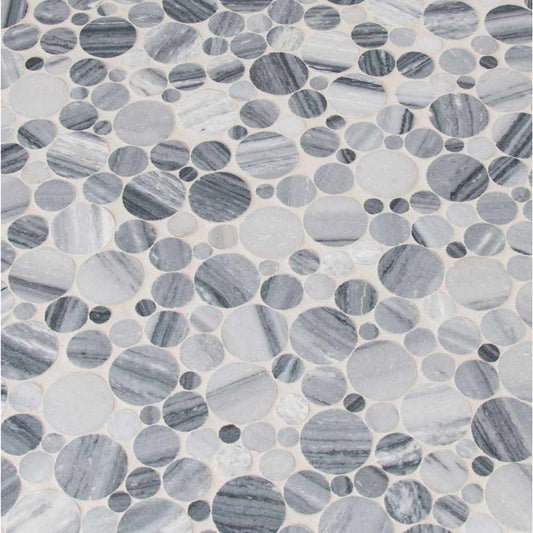 Alaska Gray River Stone 12" x 12" Polished Marble Mesh-Mounted Mosaic Tile Pattern-MSI Collection