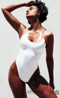 Aliza: High Cut Adjustable Strap One Piece in White