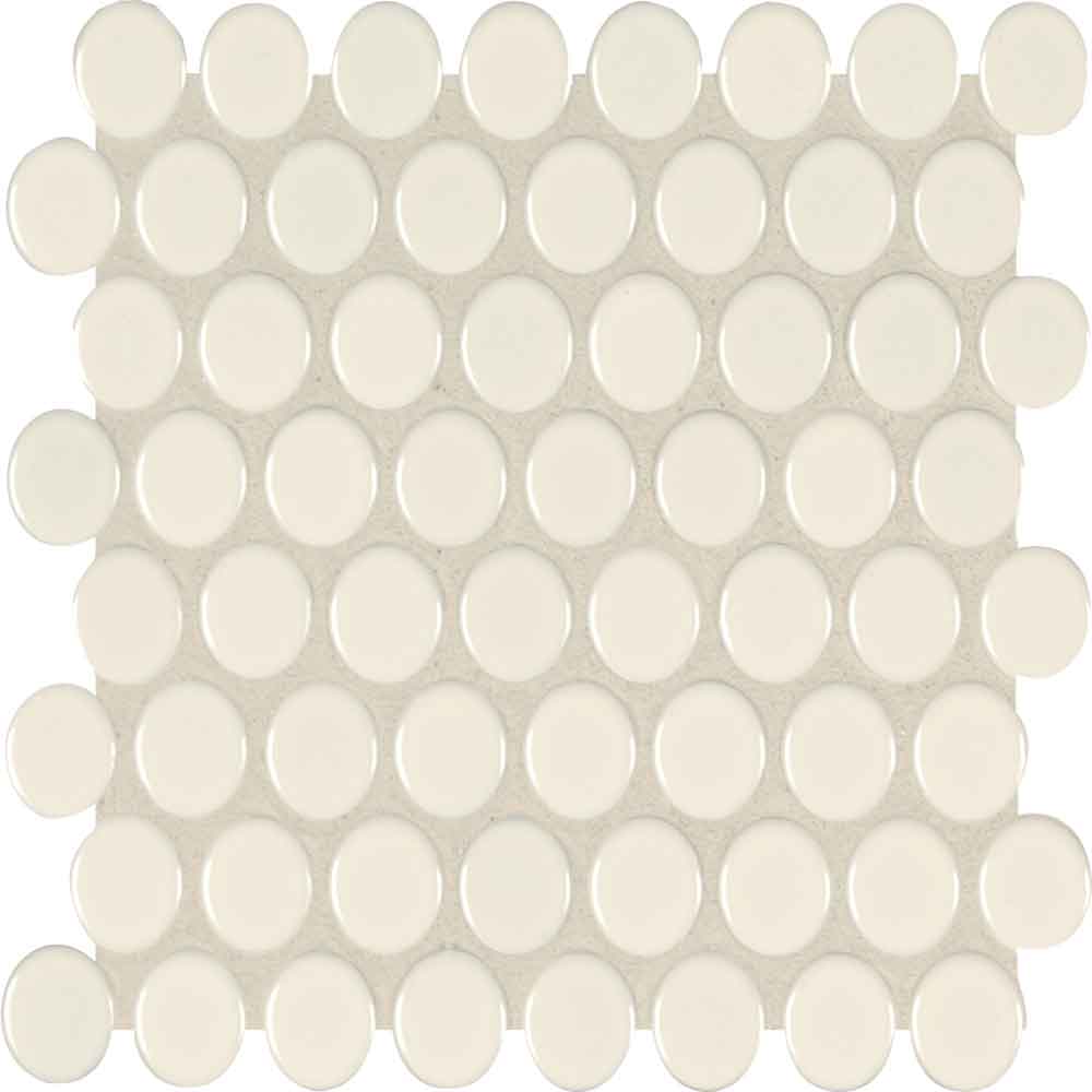 Almond Penny Round 11.57"x12.4" Glossy Porcelain Mesh-Mounted Mosaic Tile - MSI Collection