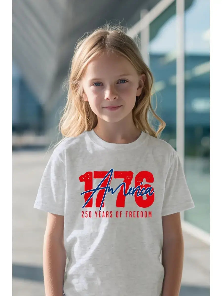 1776 America 250 Years Kids Graphic Heavy Cotton Tee