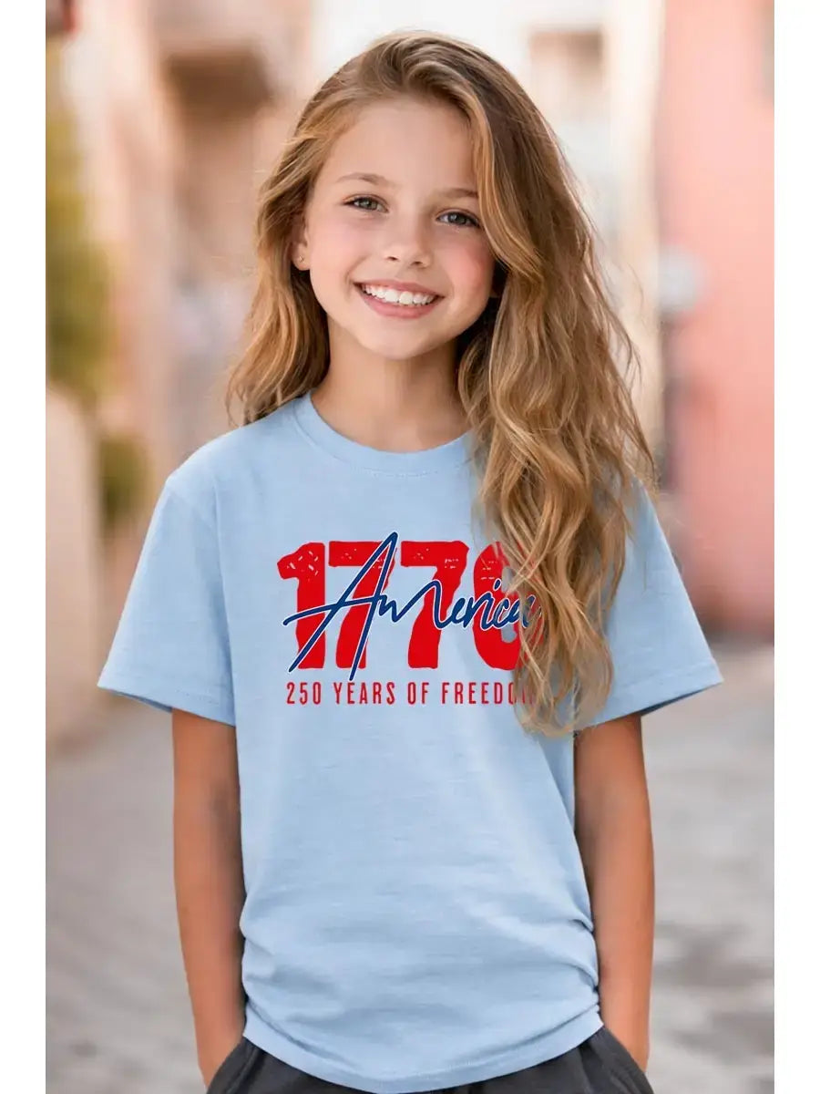 1776 America 250 Years Kids Graphic Heavy Cotton Tee