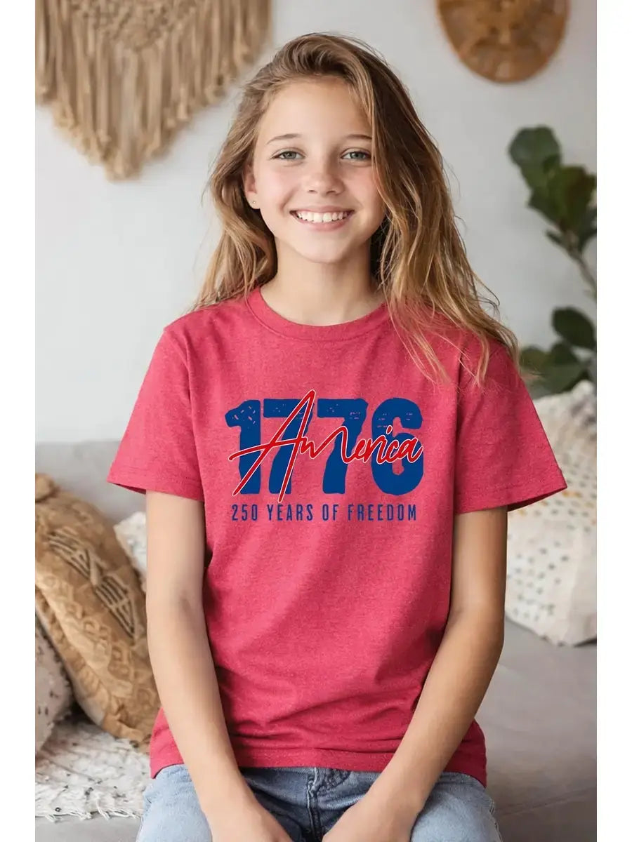 1776 America 250 Years Kids Graphic Heavy Cotton Tee