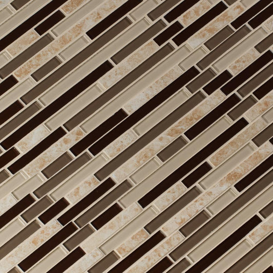 Amalfi Cafe Interlocking 12" x 12" Glass and Porcelain Mesh-Mounted Mosaic Tile-Pattern- MSI Collection