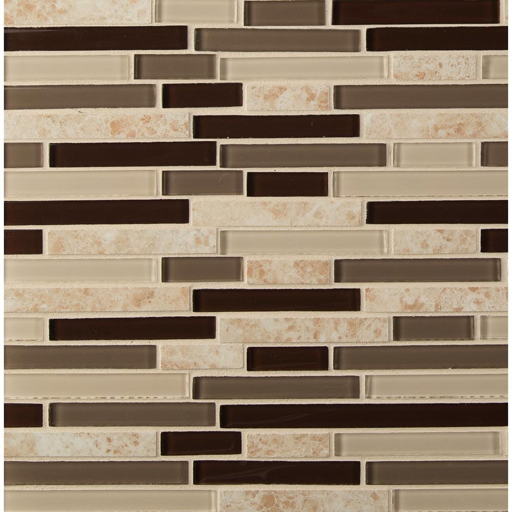 Amalfi Cafe Interlocking 12" x 12" Glass and Porcelain Mesh-Mounted Mosaic Tile-Pattern- MSI Collection