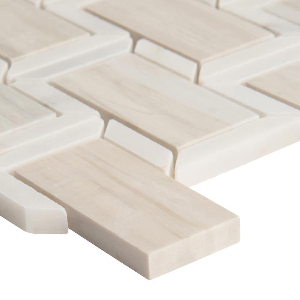 Angora Framework 12" x 12" Polished Marble Mesh-Mounted Mosaic Tile 2" x 4"- MSI Collection