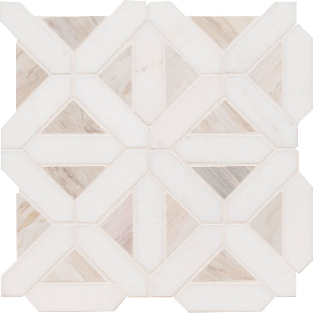 Angora Geometric 12"x12" Polished Marble Mesh Mounted Mosaic Tile - MSI Collection