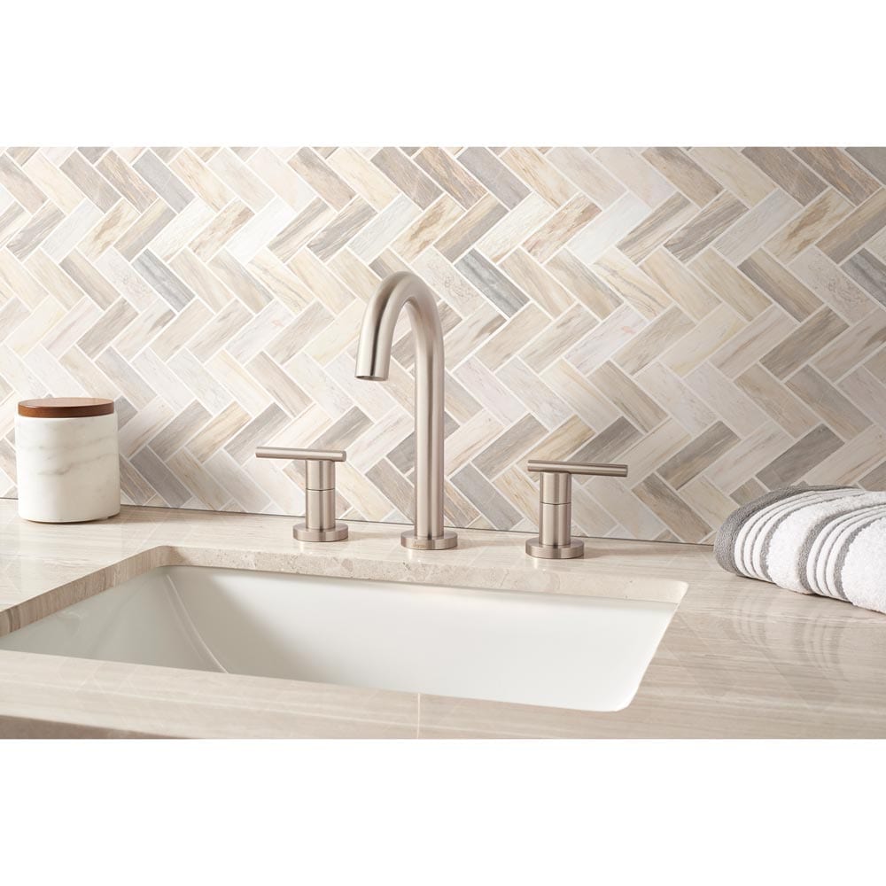 Angora Herringbone 12" x 12" Polished Marble Mesh-Mounted Mosaic Tile Pattern-MSI Collection
