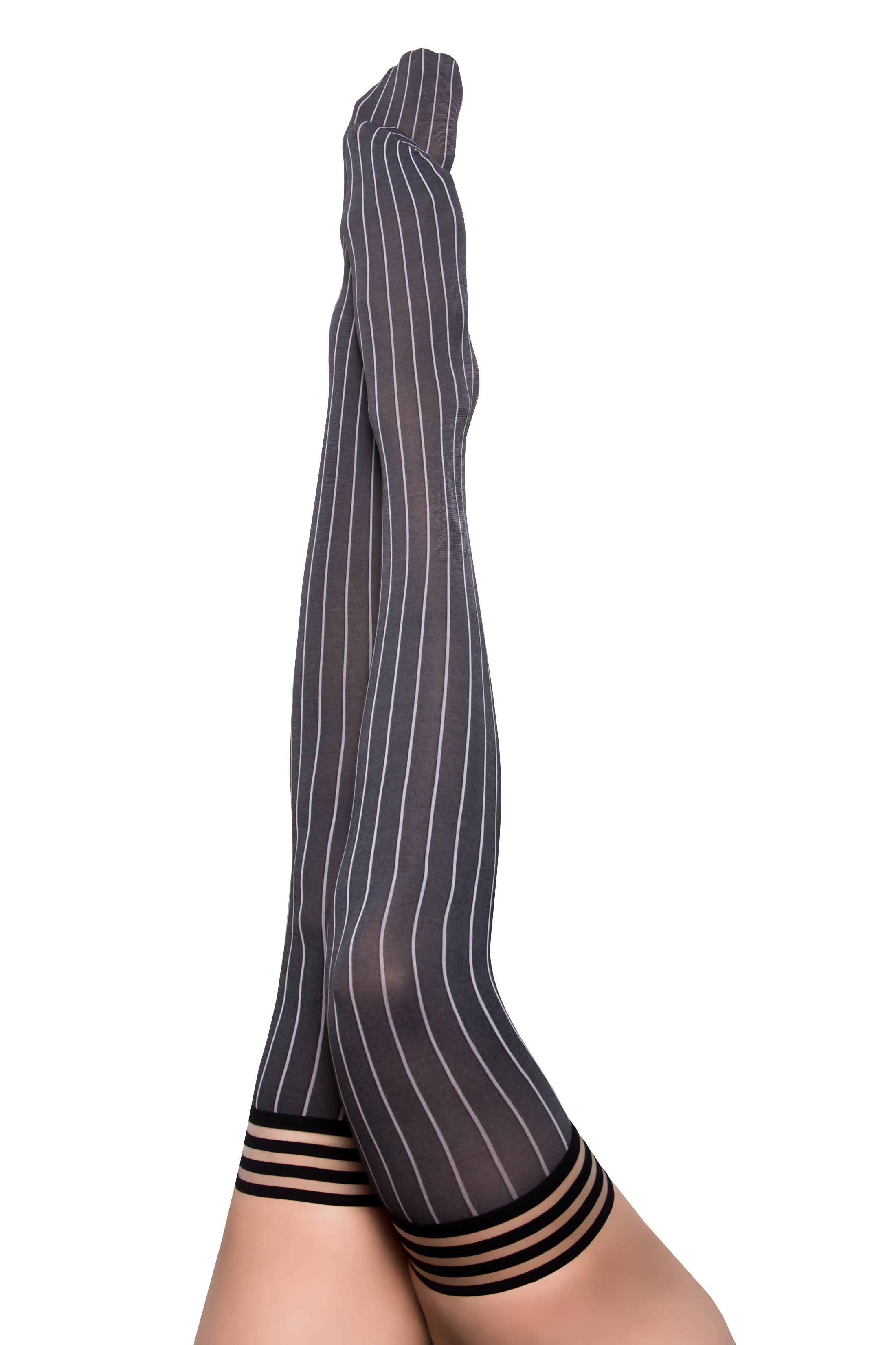 Annabelle: All Work, All Play Pinstripe Thigh Highs. Petite to Plus Size