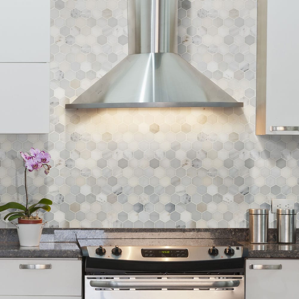 Arabescato Carrara 11.75"x12" Honed Marble Mesh-Mounted Mosaic Tile 2"Hexagon - MSI Collection