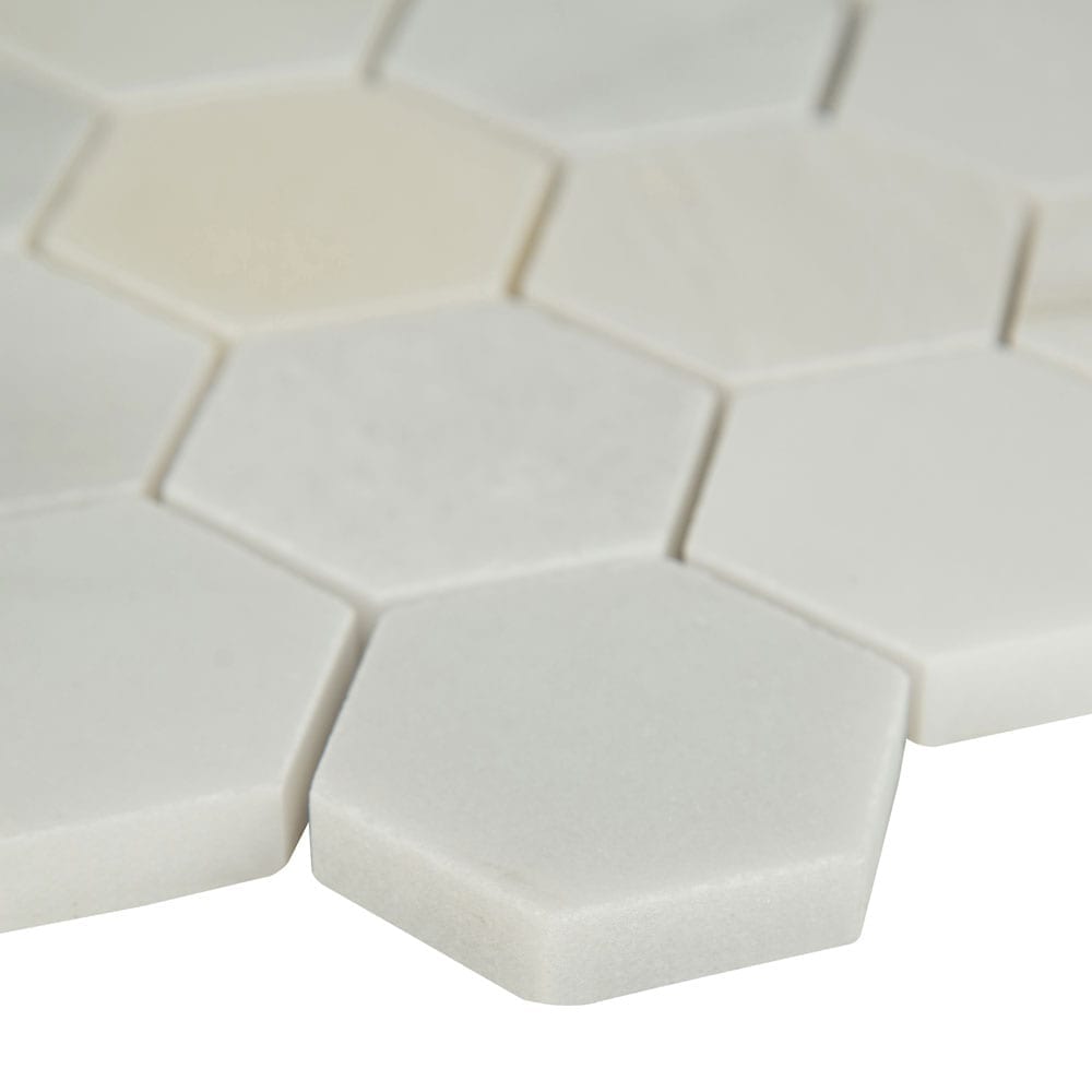 Arabescato Carrara 11.75"x12" Honed Marble Mesh-Mounted Mosaic Tile 2"Hexagon - MSI Collection