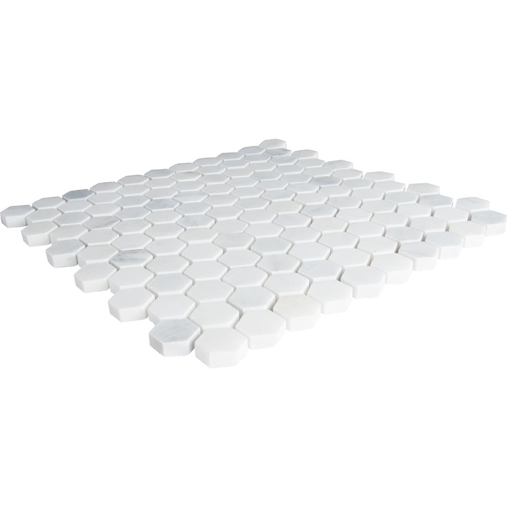 Arabescato Carrara Hexagon 11.1" x 11.5" Honed Marble Mesh-Mounted Mosaic Tile Hexagon- MSI Collection