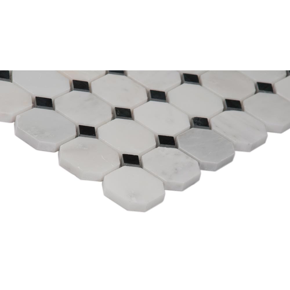 Arabescato Carrara Octagon 12" x 12" Honed Marble Mesh-Mounted Mosaic Tile 2" Octagon- MSI Collection