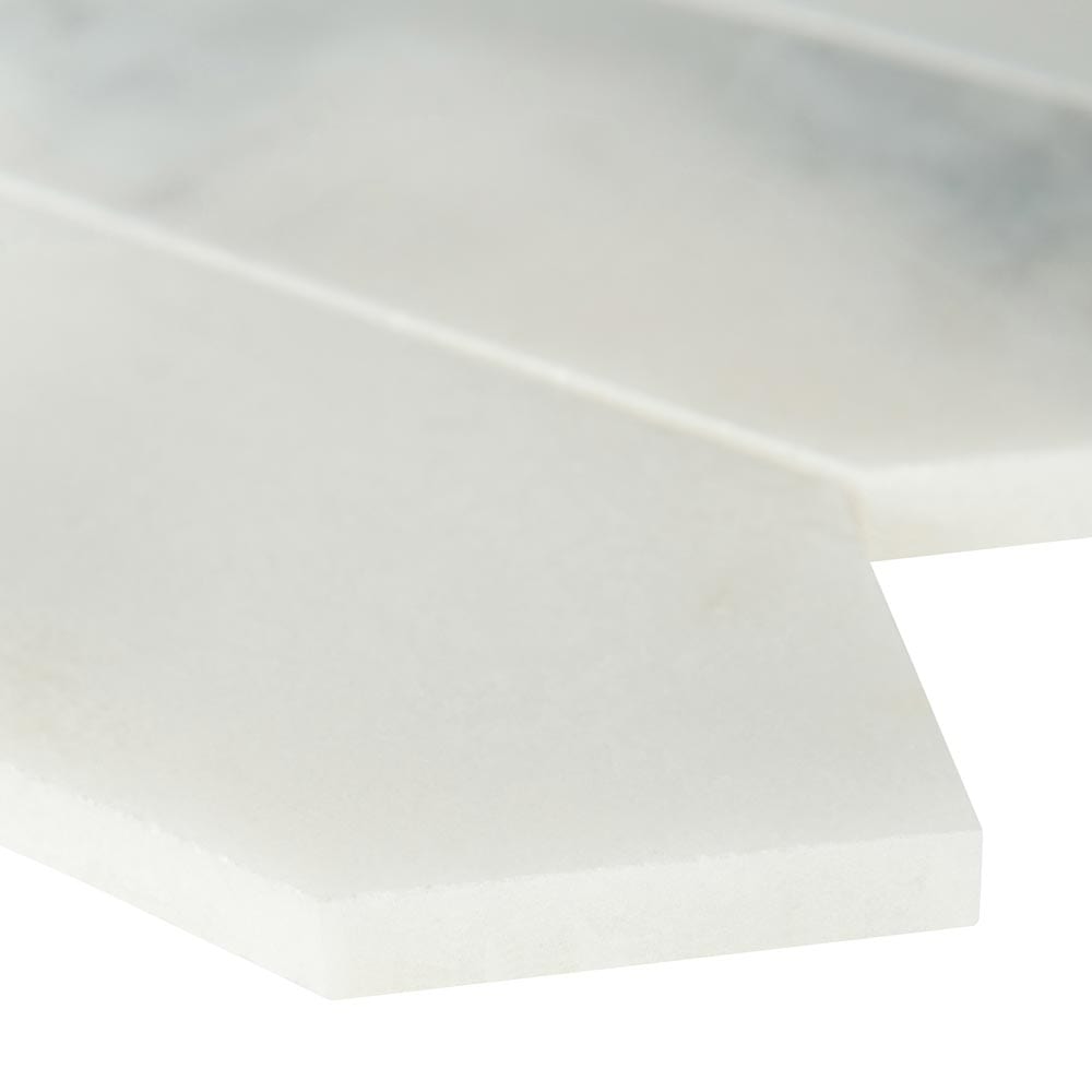 Arabescato Carrara Pickett 10.63" x 12" Honed Marble Mesh-Mounted Mosaic Tile 3" x 12"- MSI Collection