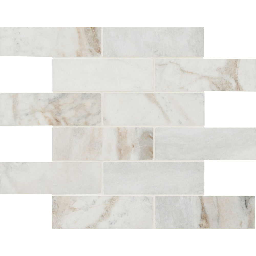 Arabescato Venato White 2"x6" Honed Marble Subway Mesh Mounted Mosaic  Tile - MSI Collection