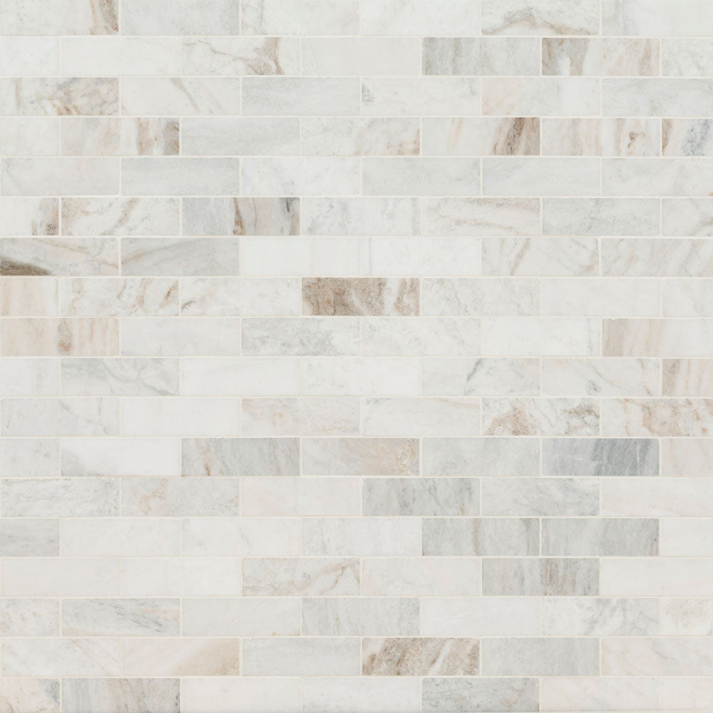 Arabescato Venato White 2"x6" Honed Marble Subway Mesh Mounted Mosaic  Tile - MSI Collection