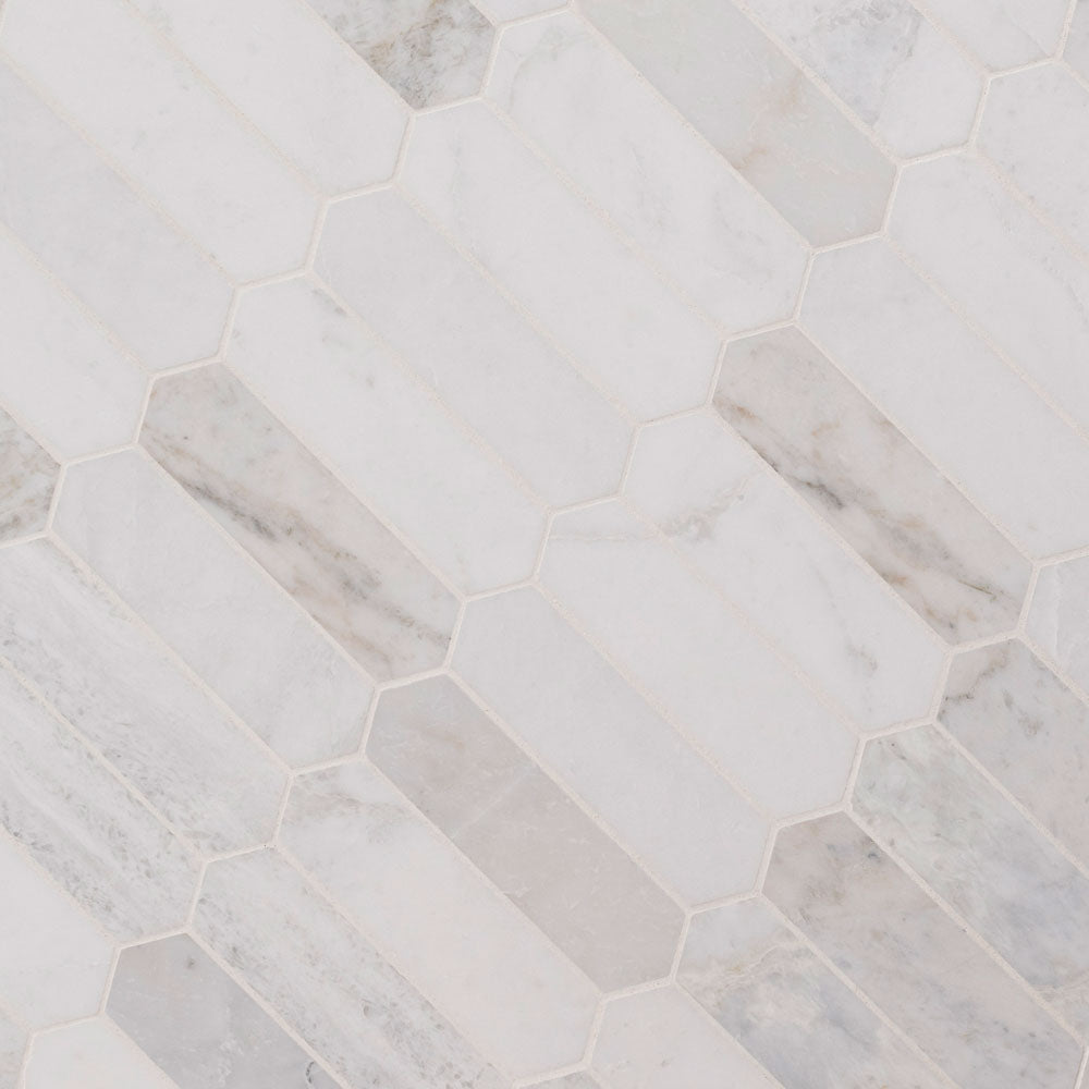 Arabescato Venato White Picket 11.73"x12" Honed Marble Mesh Mounted Mosaic Tile - MSI Collection