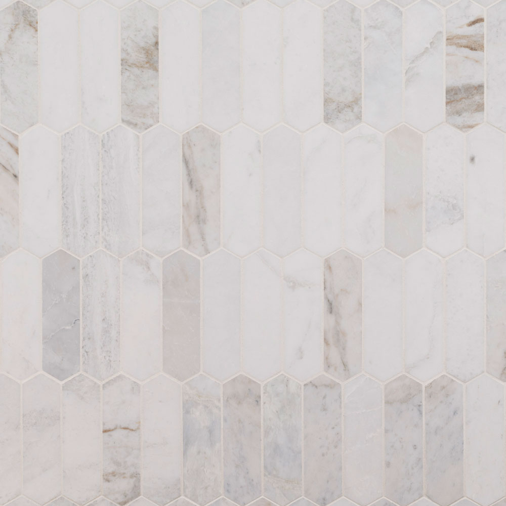 Arabescato Venato White Picket 11.73"x12" Honed Marble Mesh Mounted Mosaic Tile - MSI Collection