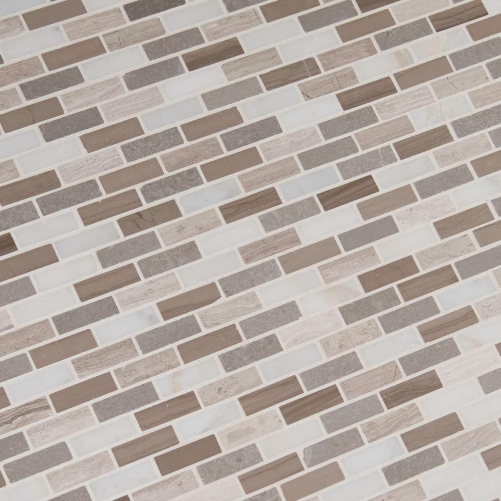 Arctic Storm 12" x 12" Honed Marble Mesh-Mounted Mosaic Floor and Wall Tile 0.625"x2"-MSI Collection