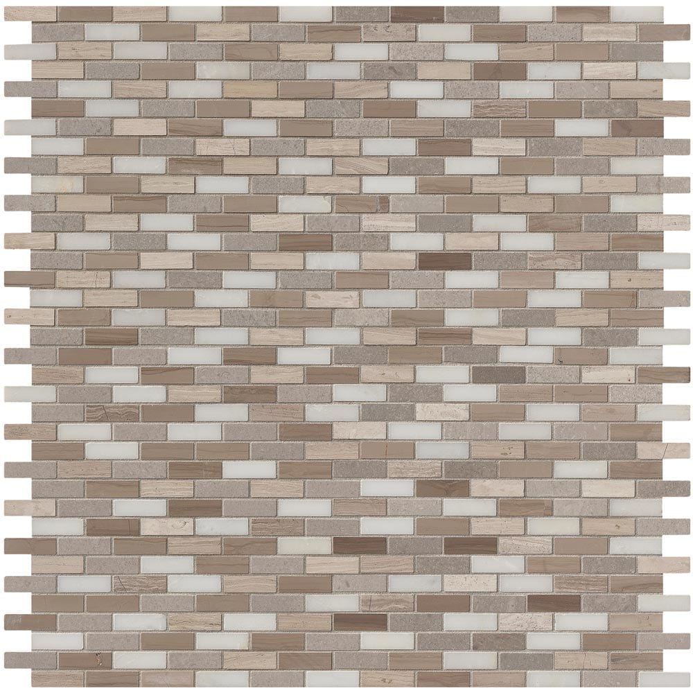 Arctic Storm 12" x 12" Honed Marble Mesh-Mounted Mosaic Floor and Wall Tile 0.625"x2"-MSI Collection