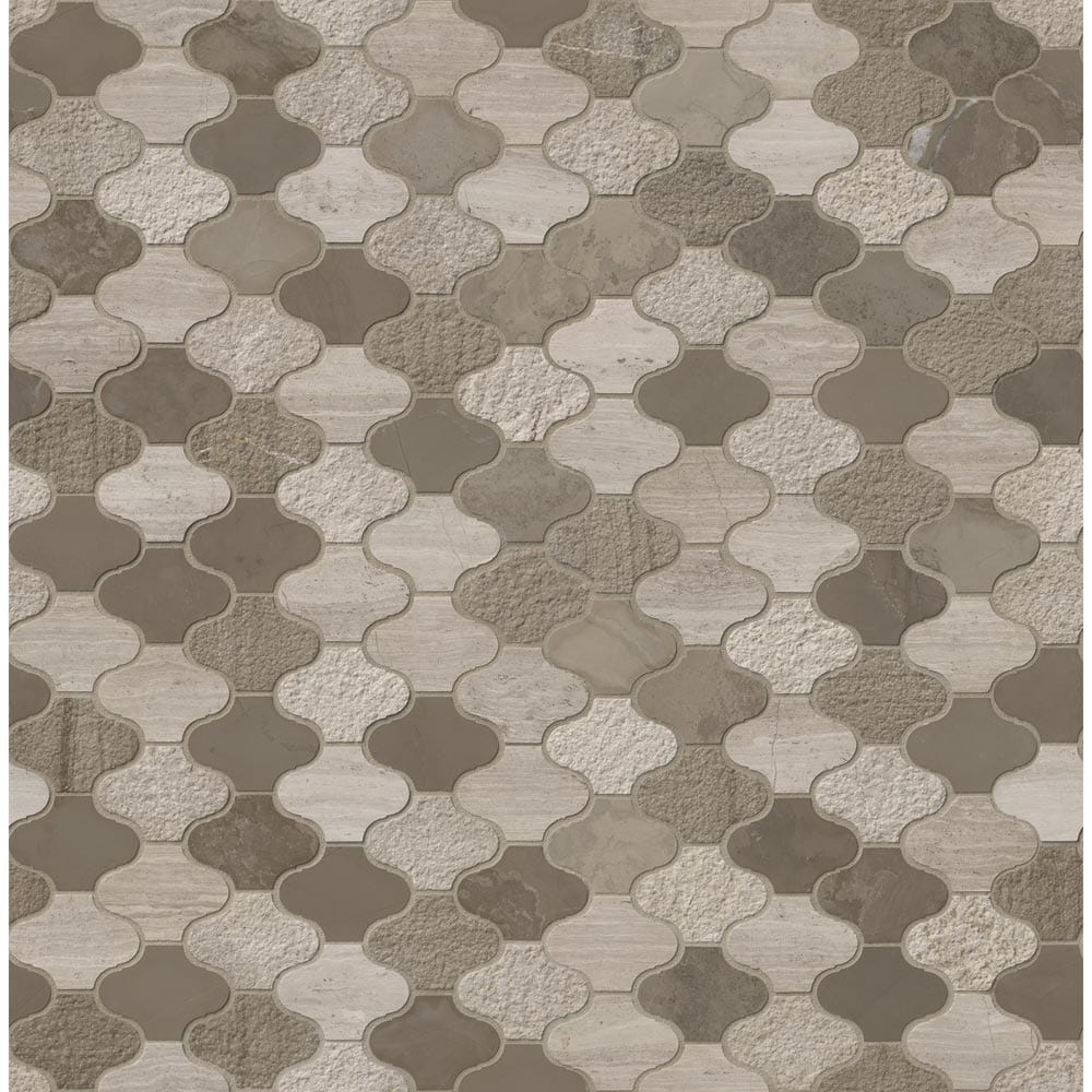 Arctic Storm Arabesque 12" x 12.6" Multi Finish Marble Mesh-Mounted Mosaic Tile Pattern-MSI Collection