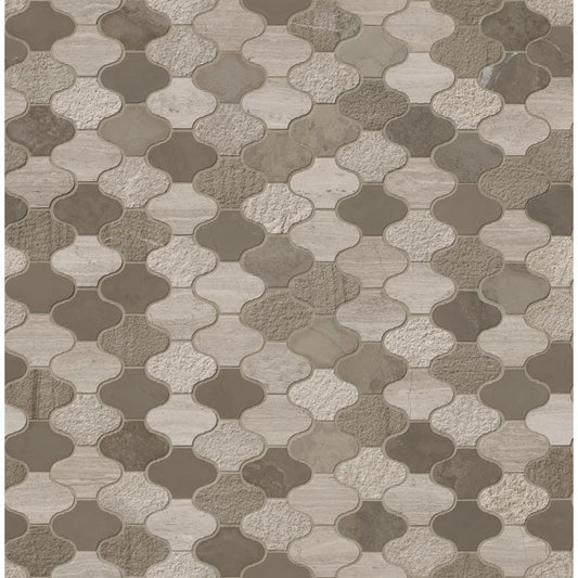 Arctic Storm Arabesque 12" x 12.6" Multi Finish Marble Mesh-Mounted Mosaic Tile Pattern-MSI Collection