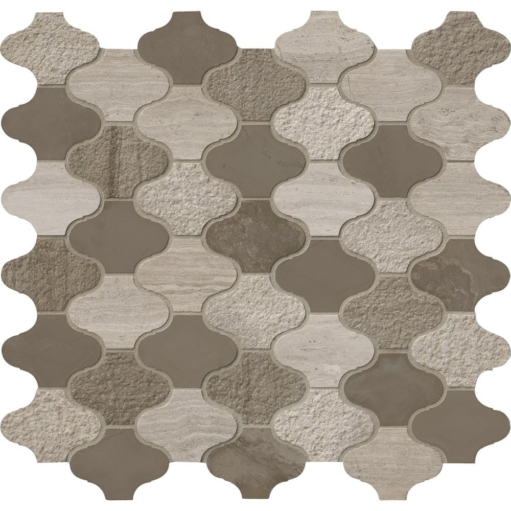 Arctic Storm Arabesque 12" x 12.6" Multi Finish Marble Mesh-Mounted Mosaic Tile Pattern-MSI Collection