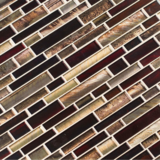 Artista Interlocking 11.81" x 11.81" Glass Mesh-Mounted Mosaic Wall Tile Pattern-MSI Collection