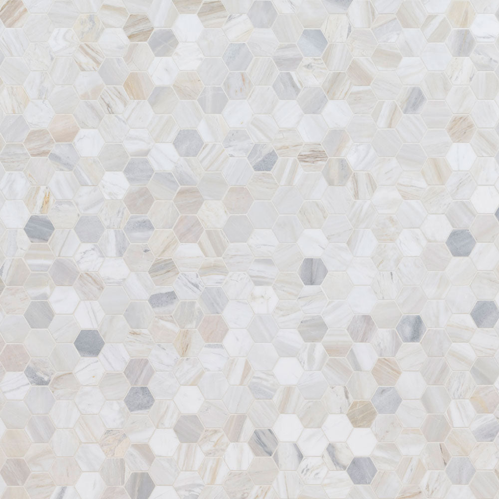 Athena Gold 12"x11.3" Marble 2" Hexagon Honed Mesh Mounted Mosaic Tile - MSI Collection