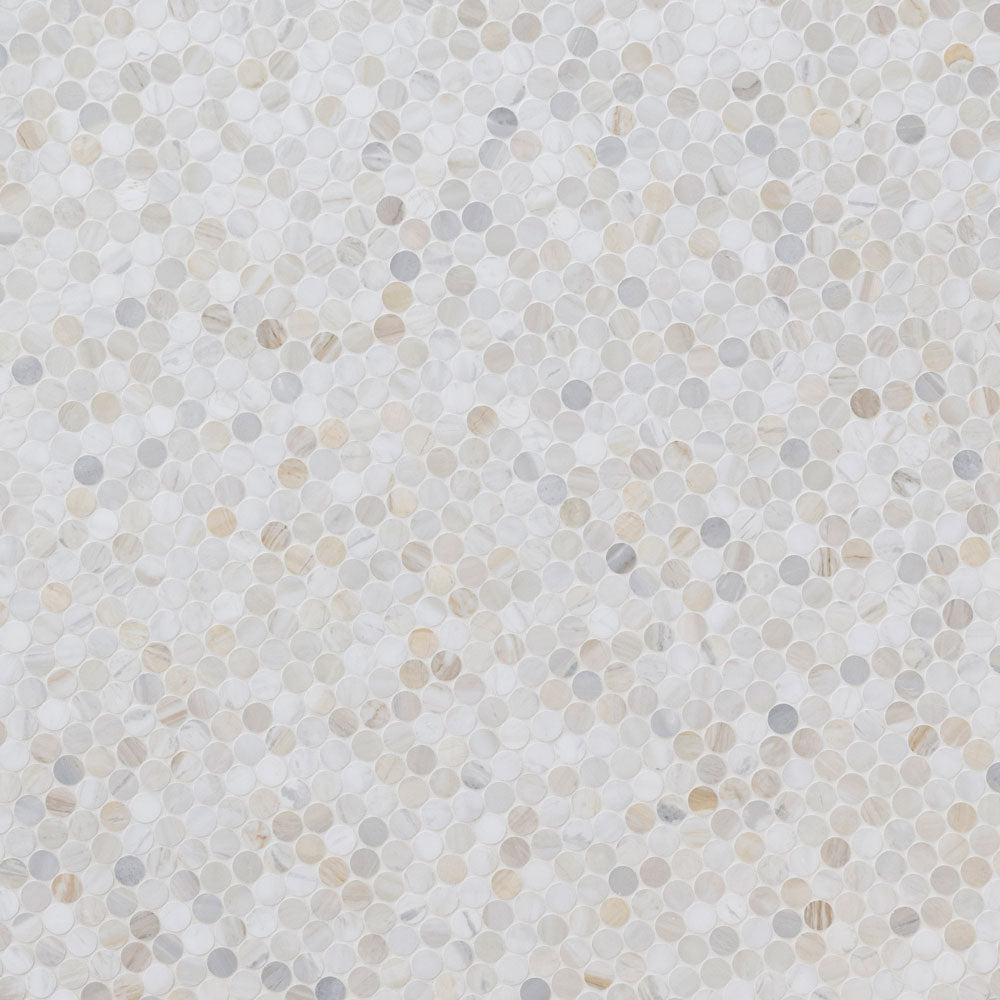 Athena Gold 12"x12" Pennyround Honed Marble Mesh Mounted Mosaic Tile - MSI Collection