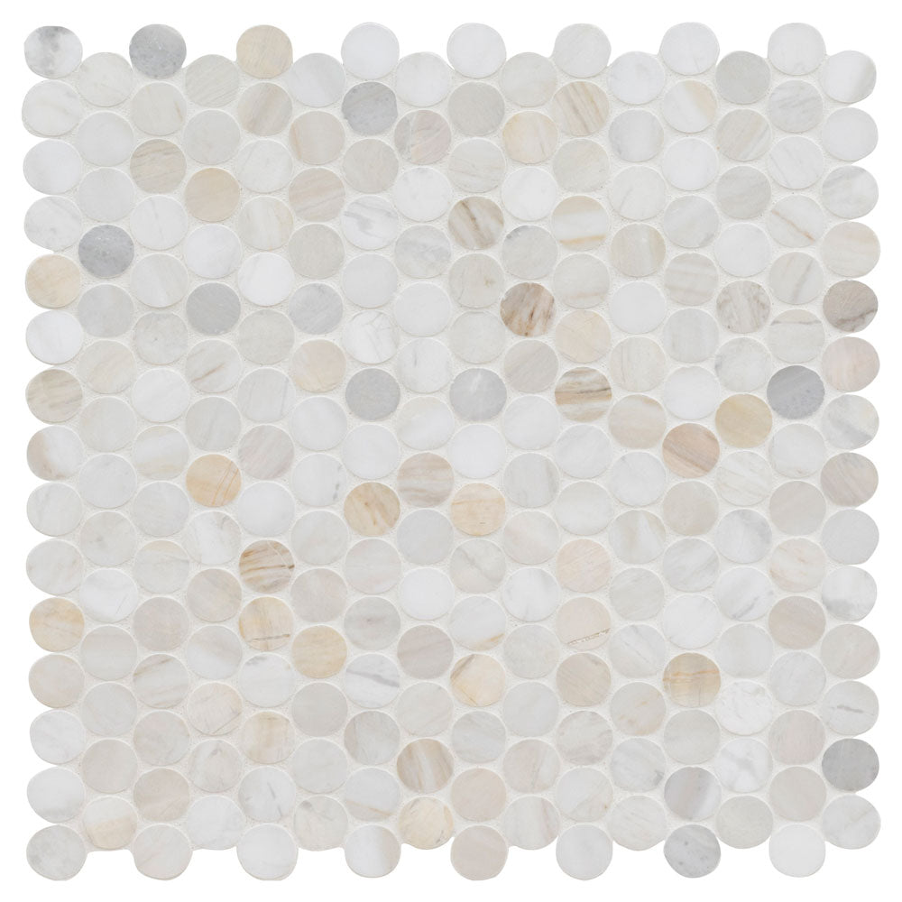 Athena Gold 12"x12" Pennyround Honed Marble Mesh Mounted Mosaic Tile - MSI Collection