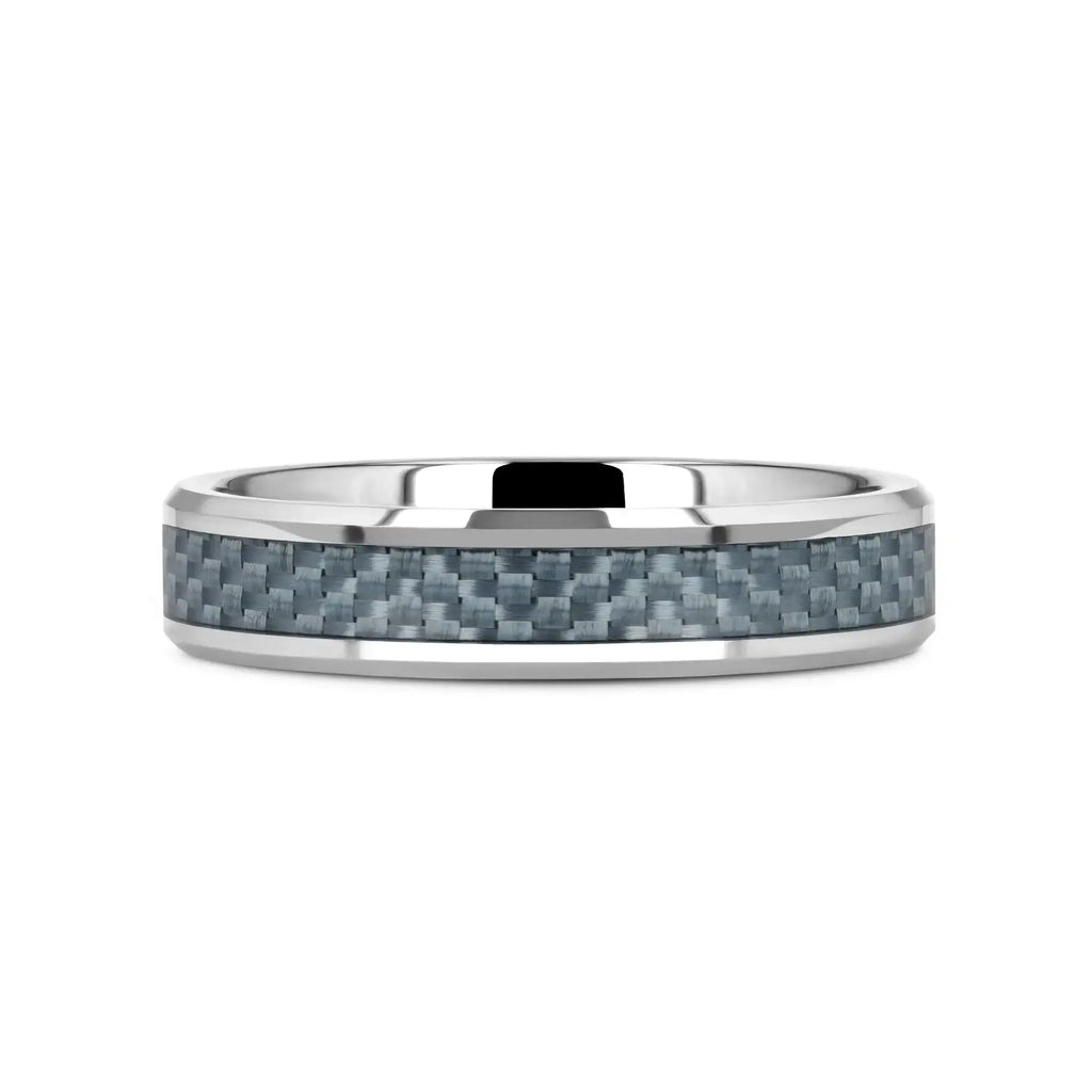 AUGUSTUS Blue Carbon Fiber Inlay Tungsten Carbide Band - 4mm - 10mm
