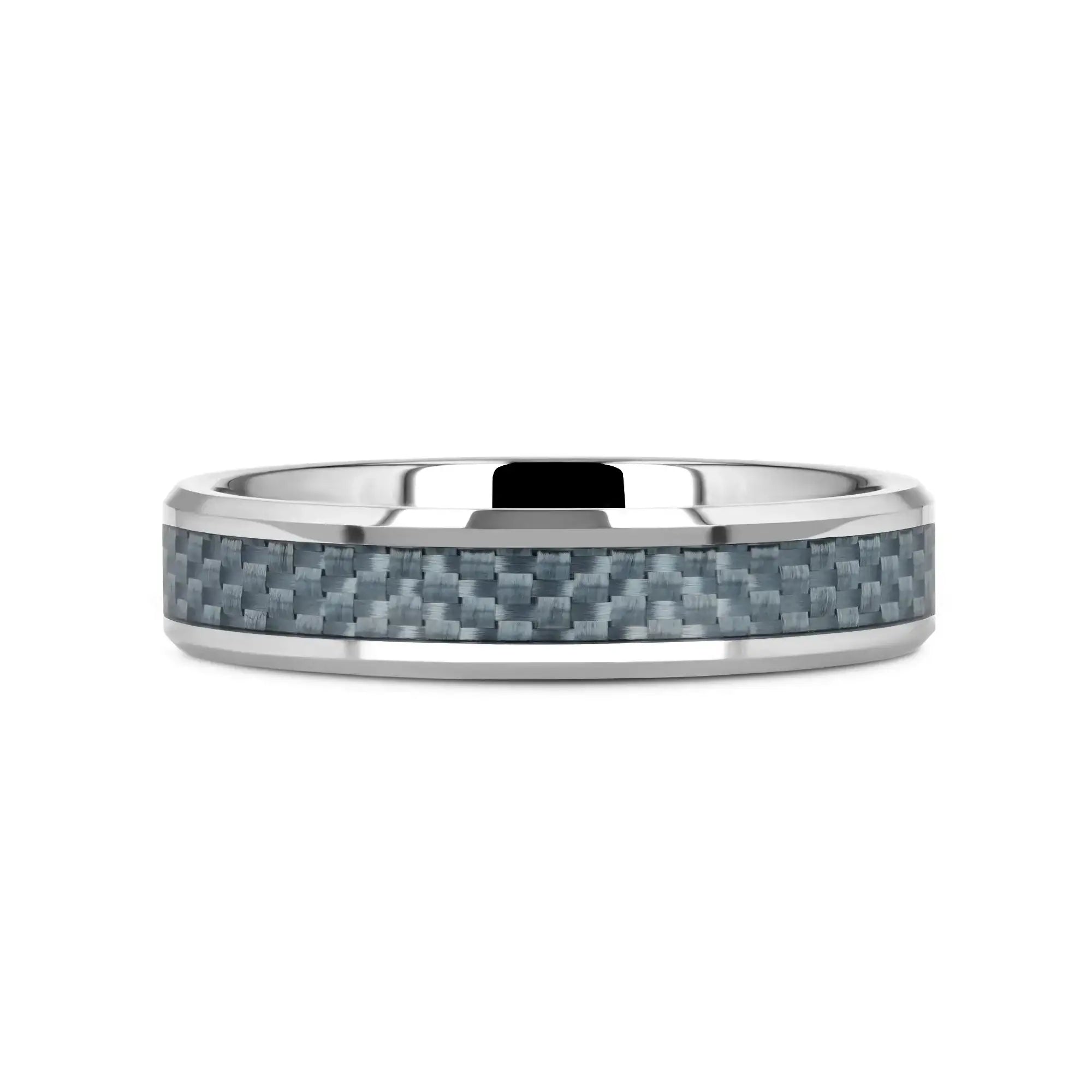 AUGUSTUS Blue Carbon Fiber Inlay Tungsten Carbide Band - 4mm - 10mm