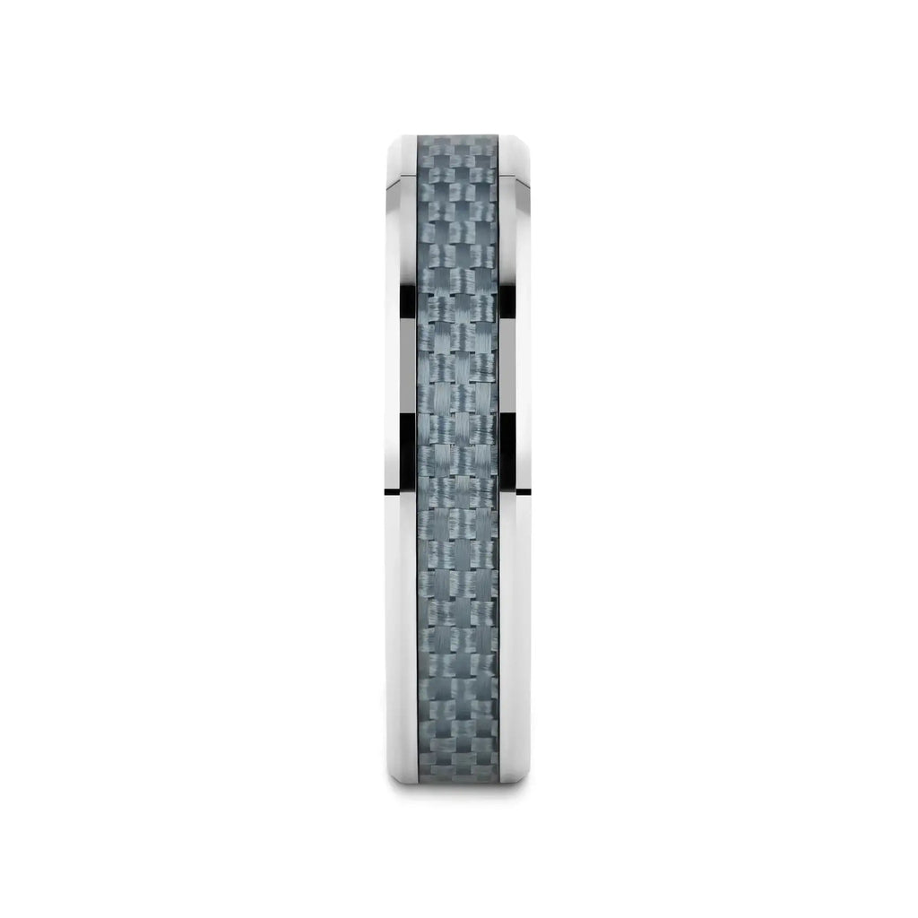 AUGUSTUS Blue Carbon Fiber Inlay Tungsten Carbide Band - 4mm - 10mm