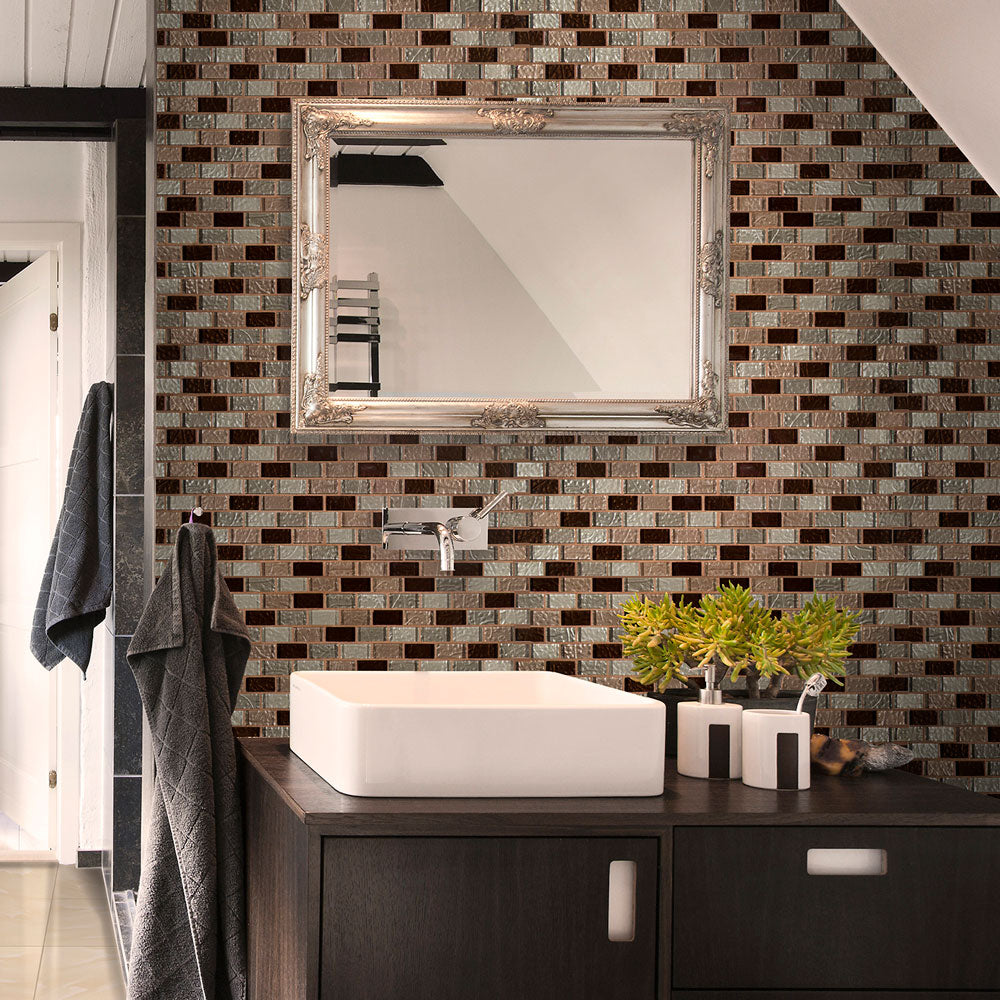 Ayres Blend 12"x12" Glass Mesh-Mounted Mosaic Tile 1"x2"- MSI Collection