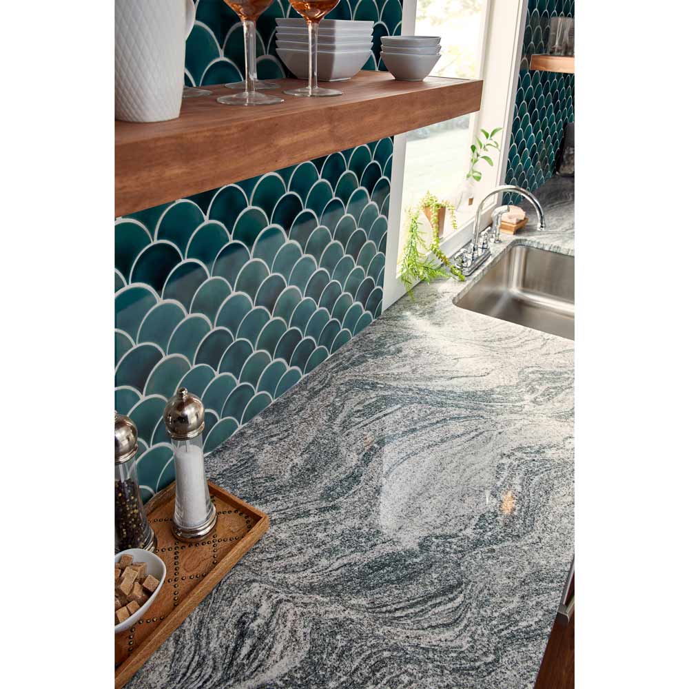 Azul Scallop Glossy 9.96" x 13.11" Glazed Porcelain Mesh-Mounted Mosaic Tile Pattern-MSI Collection