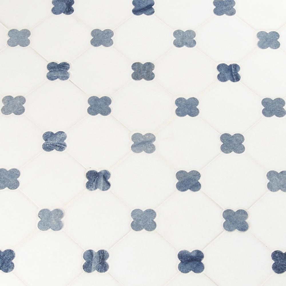 Azula Floret 12" x 12" Polished Marble Mesh-Mounted Mosaic Tile Pattern-MSI Collection