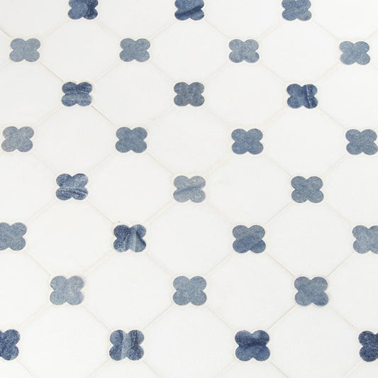 Azula Floret 12" x 12" Polished Marble Mesh-Mounted Mosaic Tile Pattern-MSI Collection