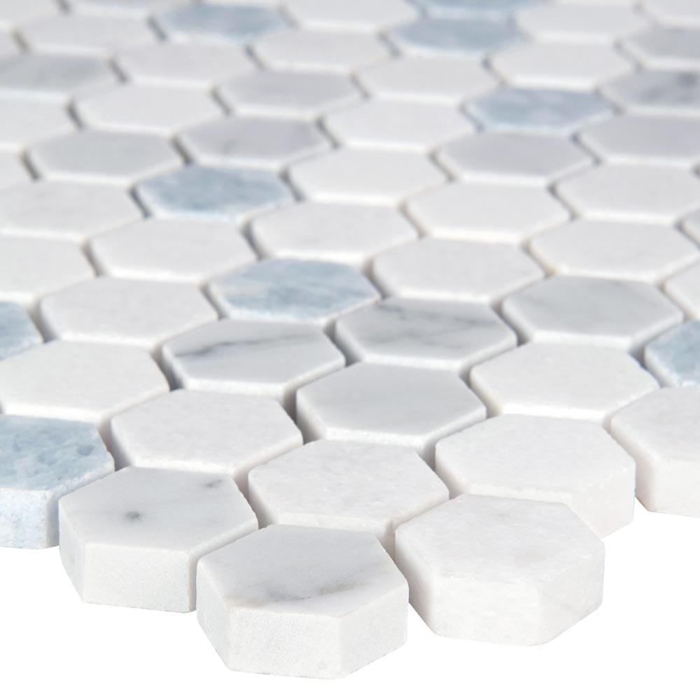 Azula Hexagon 11.61" x 11.81" Polished Marble Mesh-Mounted Mosaic Tile 1" Hexagon-MSI Collection