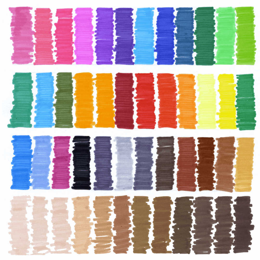 Triangular Magic Stix Markers, 48 Pack, Includes Global Skin Tones, Last 7 Days NO Cap!
