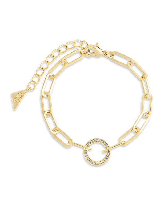 Jacie CZ Circle Paperclip Bracelet